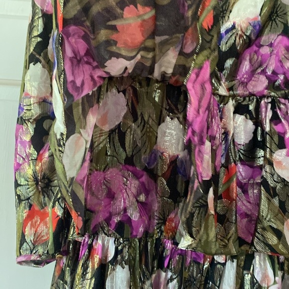 BORGO DE NOR AMELIA METALLIC FLORAL-PRINT SILK-BLEND JACQUARD MINI DRESS FUCHSIA - Picture 8 of 15